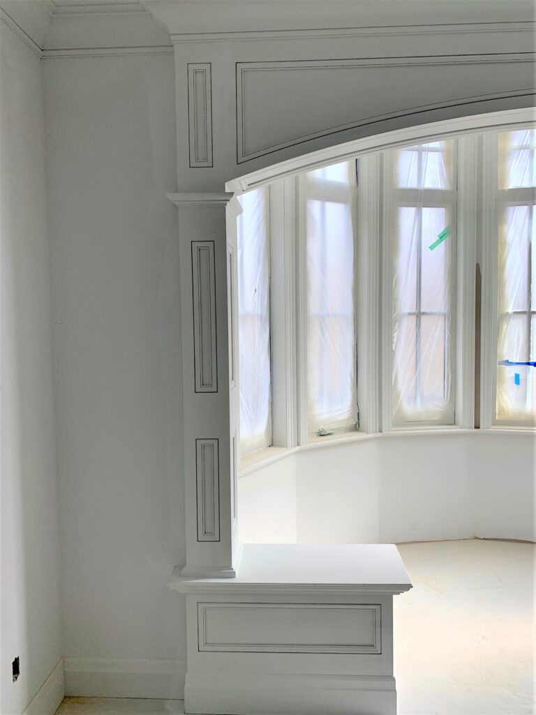 A white angle frame for a room