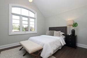 A bedroom with a window